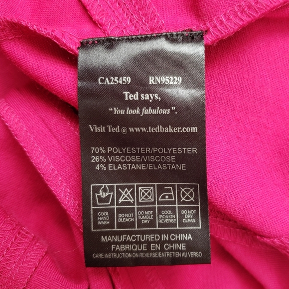 Ted Baker London Saco Pink Magenta V-Neck Sheath Dress 3/4 Sleeve Size 8 - Picture 12 of 14